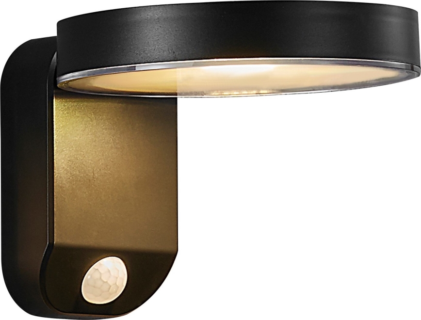 Nordlux - LED sieninis šviestuvas su jutikliu, įkraunamas saulės energija RICA LED/5W/3,7V IP44 2200 mAh apvalus