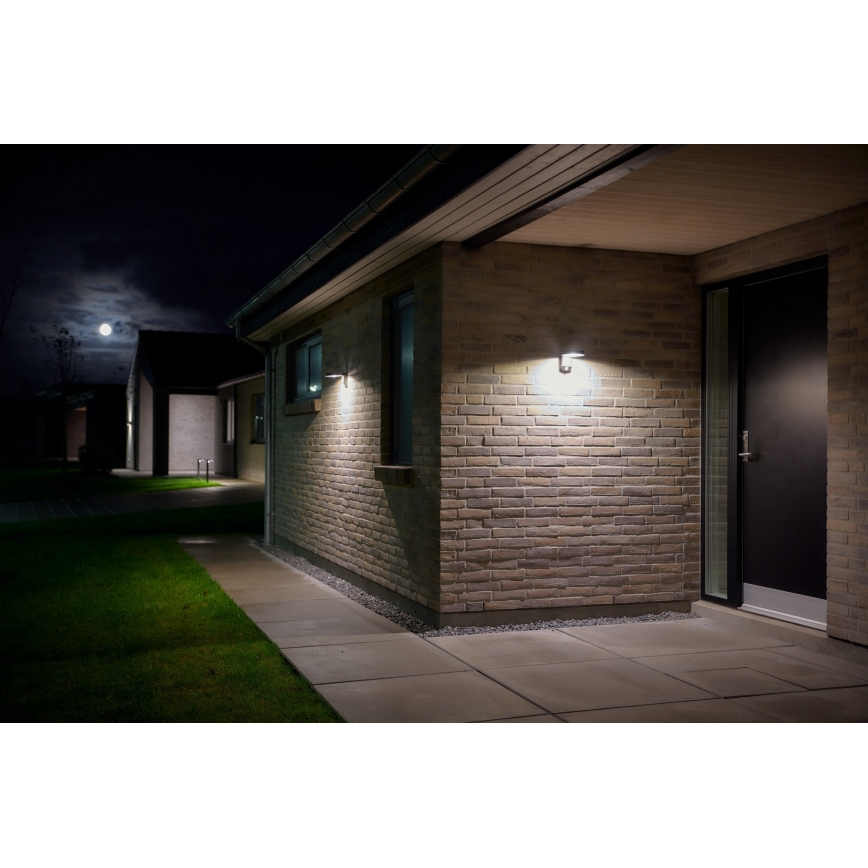 Nordlux - LED sieninis šviestuvas su jutikliu, įkraunamas saulės energija RICA LED/5W/3,7V IP44 2200 mAh apvalus
