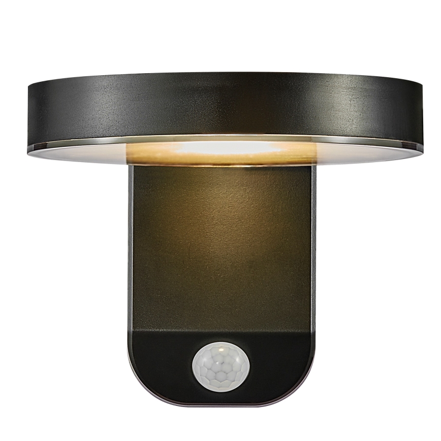 Nordlux - LED sieninis šviestuvas su jutikliu, įkraunamas saulės energija RICA LED/5W/3,7V IP44 2200 mAh apvalus