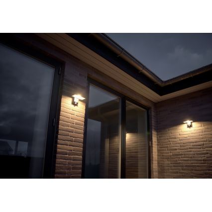 Nordlux - LED sieninis šviestuvas su jutikliu, įkraunamas saulės energija RICA LED/5W/3,7V IP44 2200 mAh kampinis