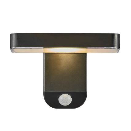Nordlux - LED sieninis šviestuvas su jutikliu, įkraunamas saulės energija RICA LED/5W/3,7V IP44 2200 mAh kampinis