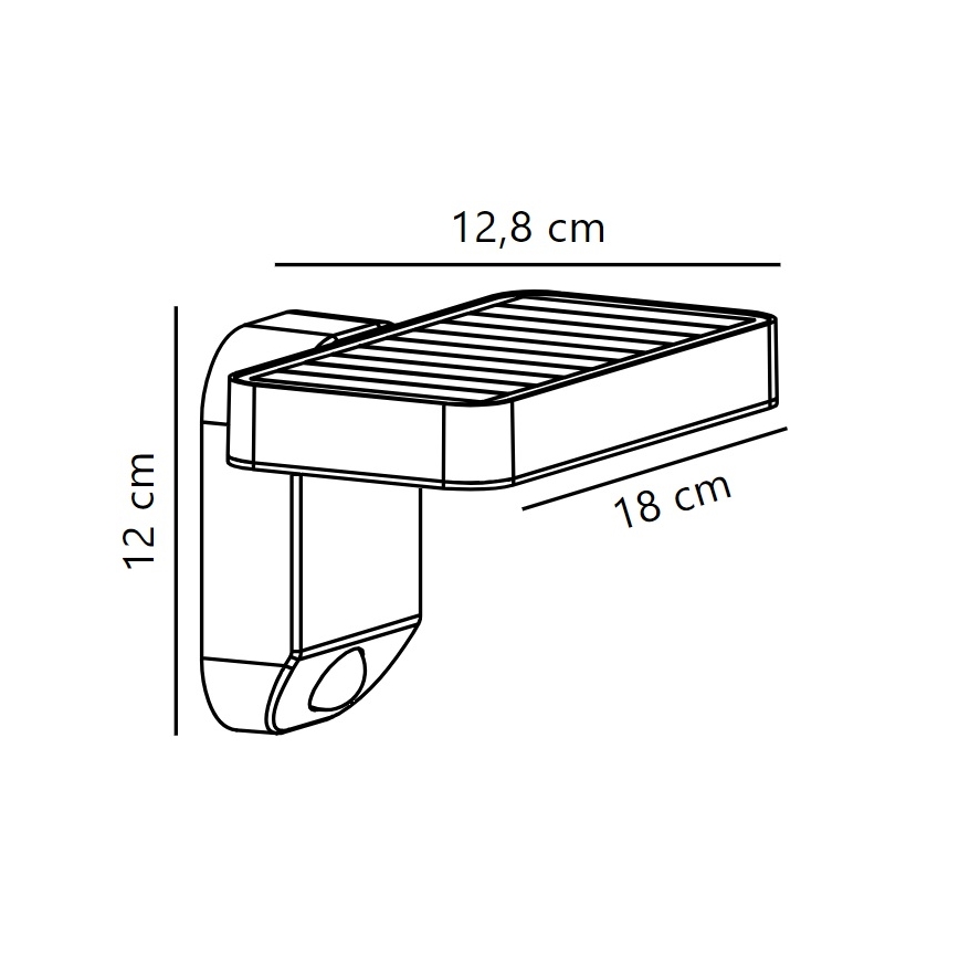 Nordlux - LED sieninis šviestuvas su jutikliu, įkraunamas saulės energija RICA LED/5W/3,7V IP44 2200 mAh kampinis
