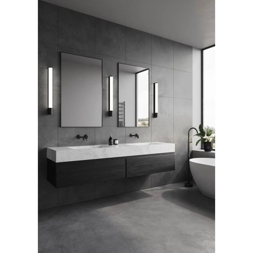 Nordlux - Vonios veidrodžio LED apšvietimas su lizdu MALAIKA LED/15W/230V IP44 68,4cm juoda
