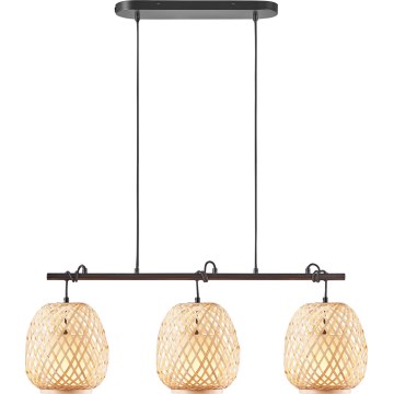 Nordlux - Pakabinamas sietynas HISOKA 3xE27/40W/230V juoda/bambukas