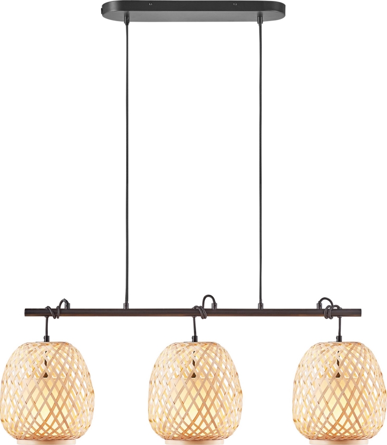 Nordlux - Pakabinamas sietynas HISOKA 3xE27/40W/230V juoda/bambukas