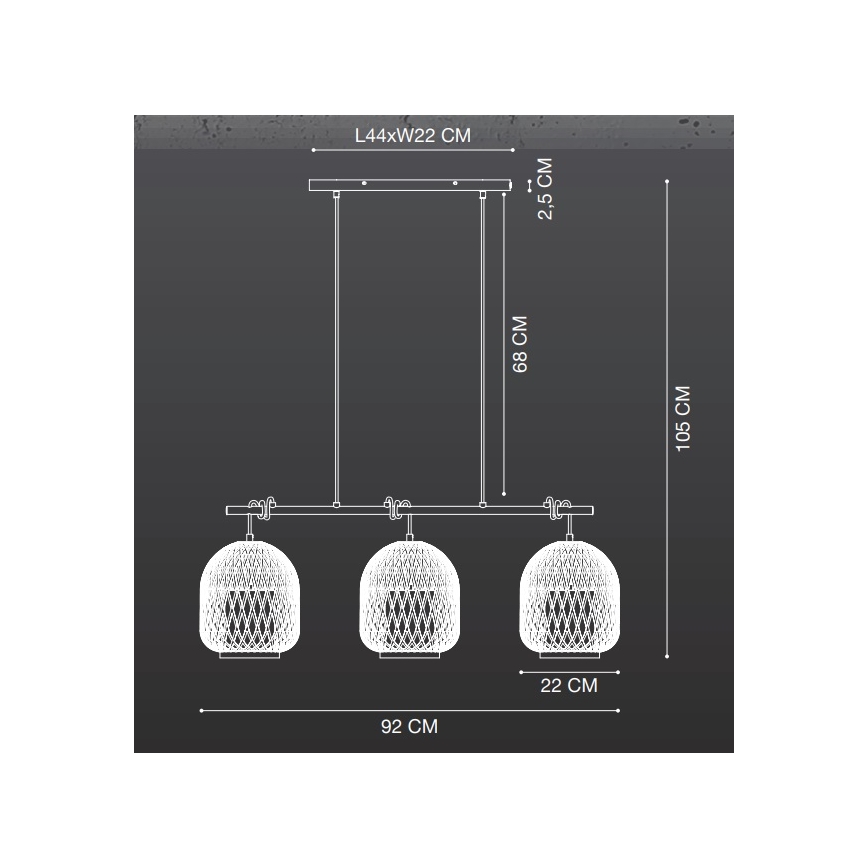 Nordlux - Pakabinamas sietynas HISOKA 3xE27/40W/230V juoda/bambukas