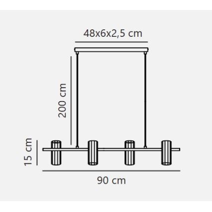 Nordlux - Pakabinamas šviestuvas ant laido ALANIS 4xGU10/15W/230V, žalvarinis