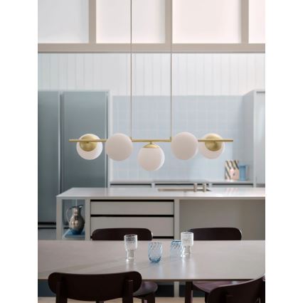 Nordlux - Pakabinamas šviestuvas ant laido LILLY 5xE14/10W/230V žalvaris