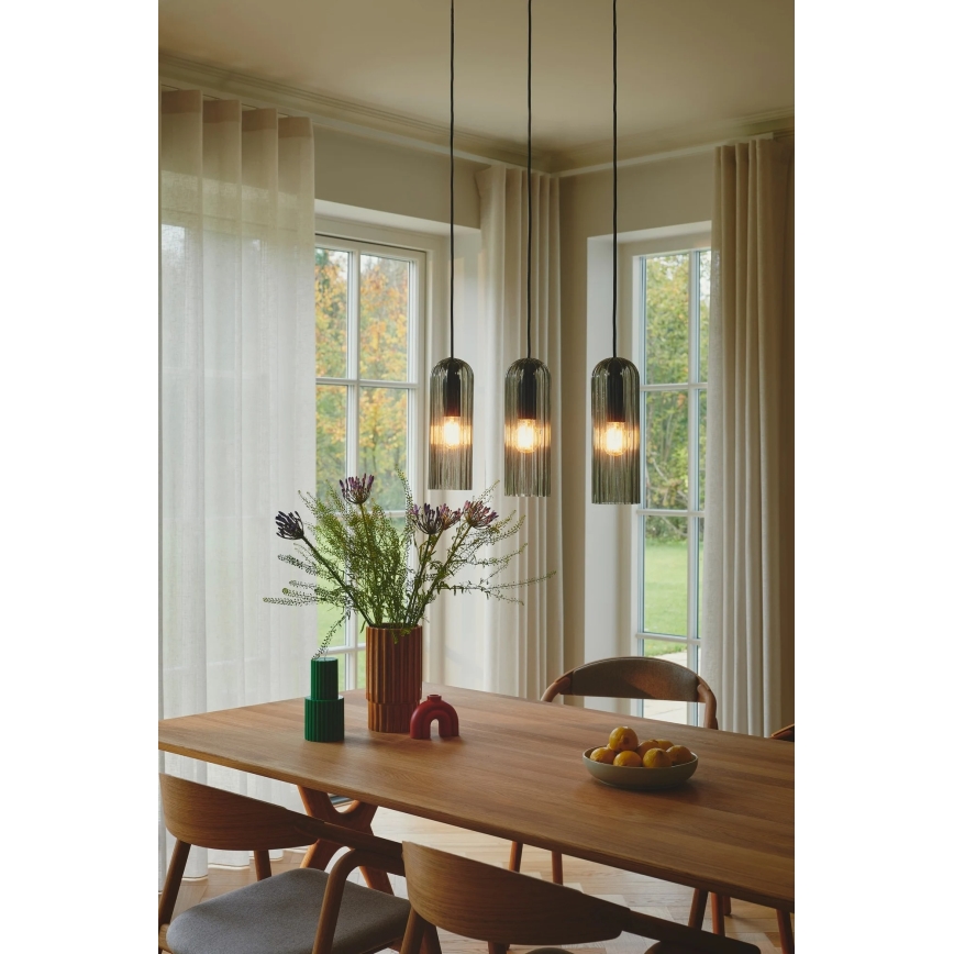 Nordlux - Pakabinamas šviestuvas ant laido MIELLA 3xE27/25W/230V juoda/dūminė
