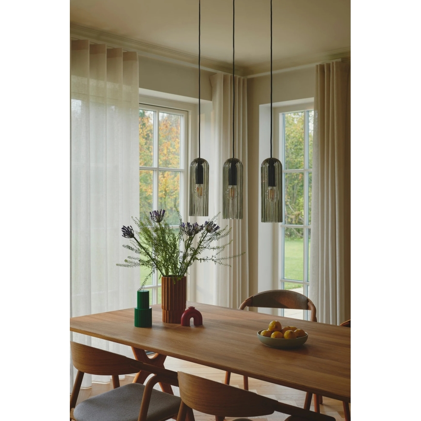 Nordlux - Pakabinamas šviestuvas ant laido MIELLA 3xE27/25W/230V juoda/dūminė