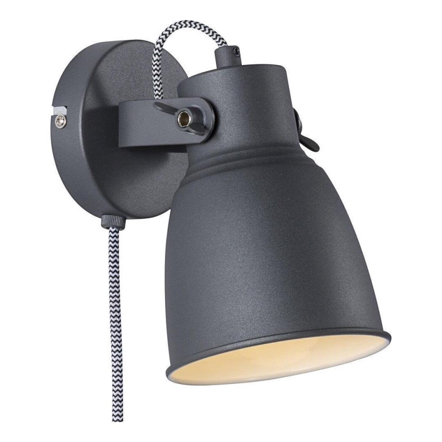 Nordlux - Sieninis akcentinis šviestuvas ADRIAN 1xE27/25W/230V antracitas