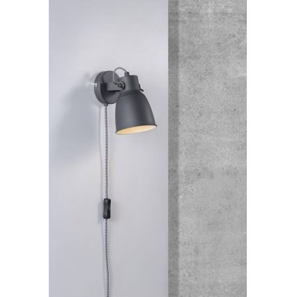 Nordlux - Sieninis akcentinis šviestuvas ADRIAN 1xE27/25W/230V antracitas