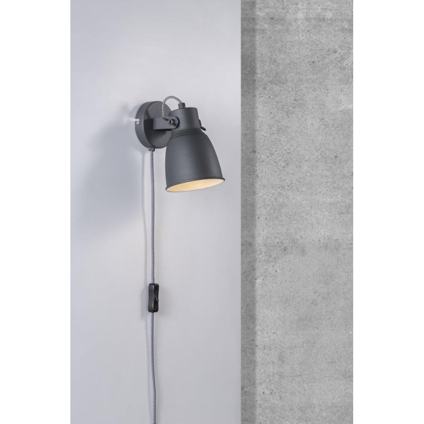 Nordlux - Sieninis akcentinis šviestuvas ADRIAN 1xE27/25W/230V antracitas