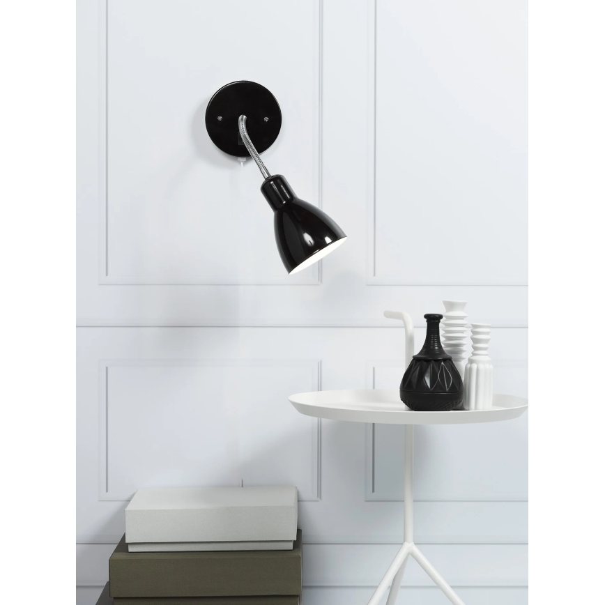 Nordlux - Sieninis lankstus prožektorius CYCLONE 1xE14/15W/230V juoda