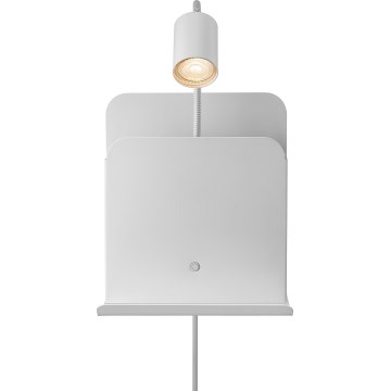 Nordlux - Sieninis akcentinis šviestuvas su lentyna ir USB ROOMI 1xGU10/8W/230V balta