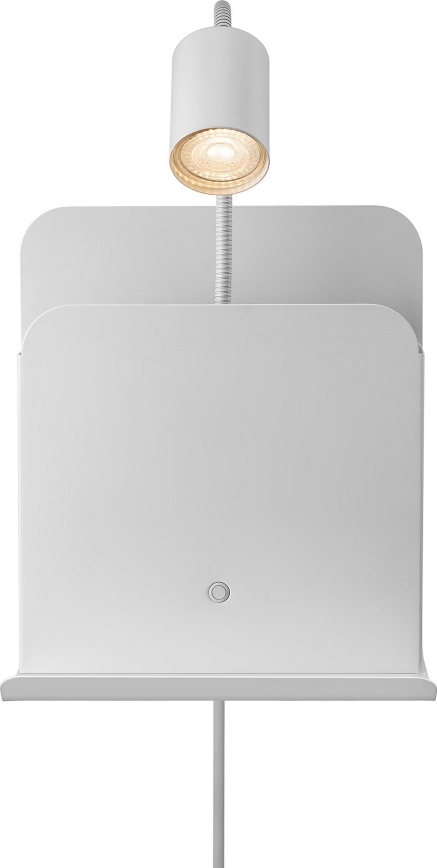 Nordlux - Sieninis akcentinis šviestuvas su lentyna ir USB ROOMI 1xGU10/8W/230V balta
