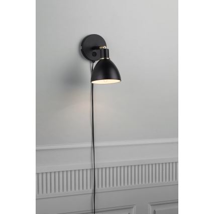 Nordlux - Sieninis šviestuvas RAY 1xE14/25W/230V juodas