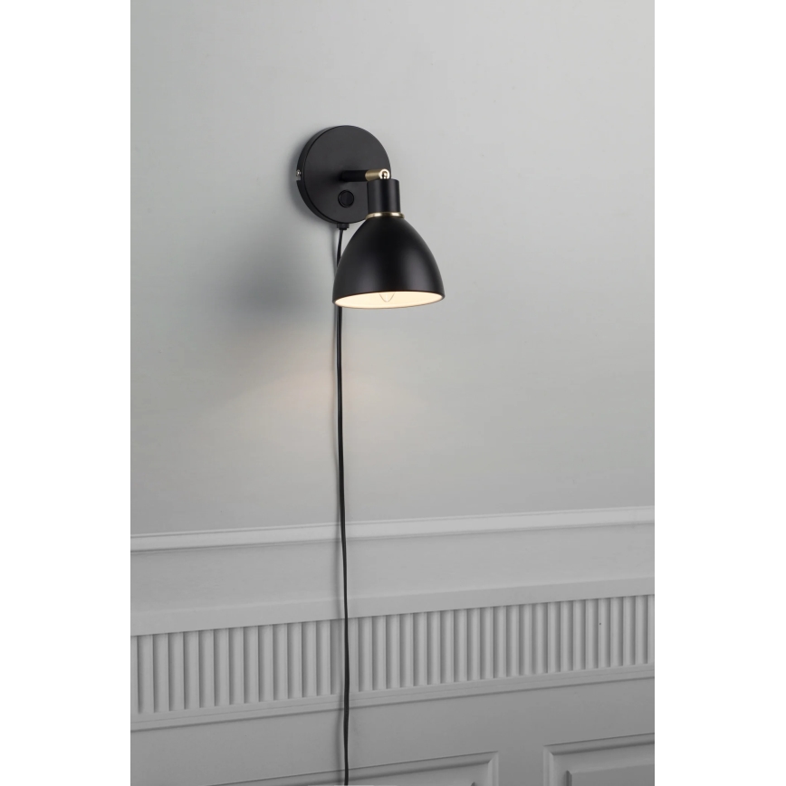 Nordlux - Sieninis šviestuvas RAY 1xE14/25W/230V juodas