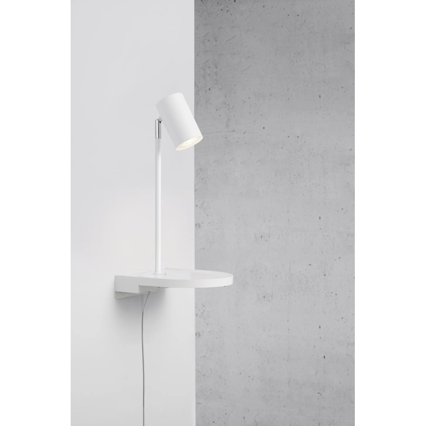 Nordlux - Sieninis šviestuvas su lentyna CODY 1xGU10/15W/230V baltas