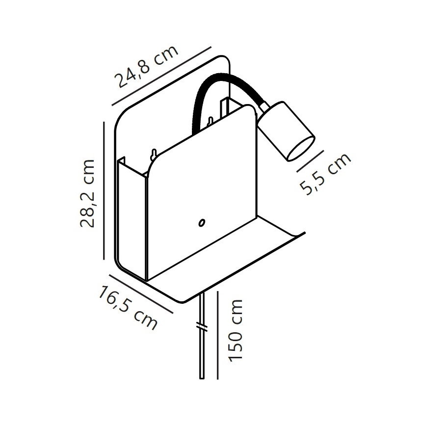 Nordlux - Sieninis akcentinis šviestuvas su lentyna ir USB ROOMI 1xGU10/8W/230V balta