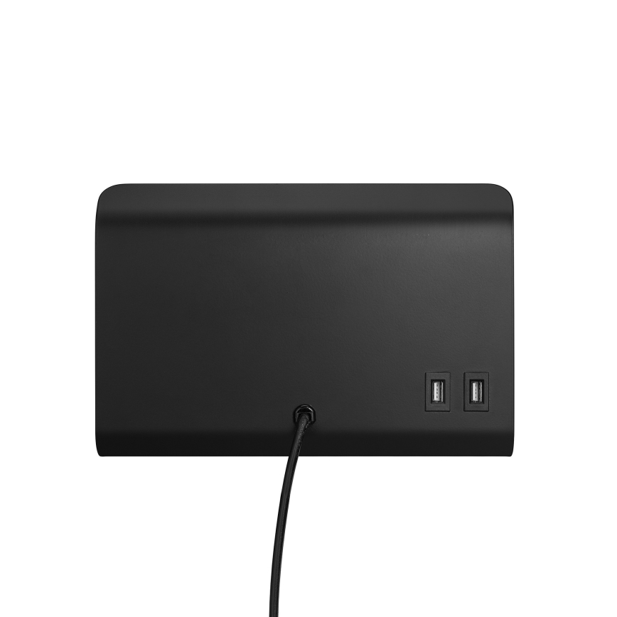 Nordlux - Sieninis akcentinis šviestuvas su lentyna ir USB ROOMI 1xGU10/8W/230V juoda