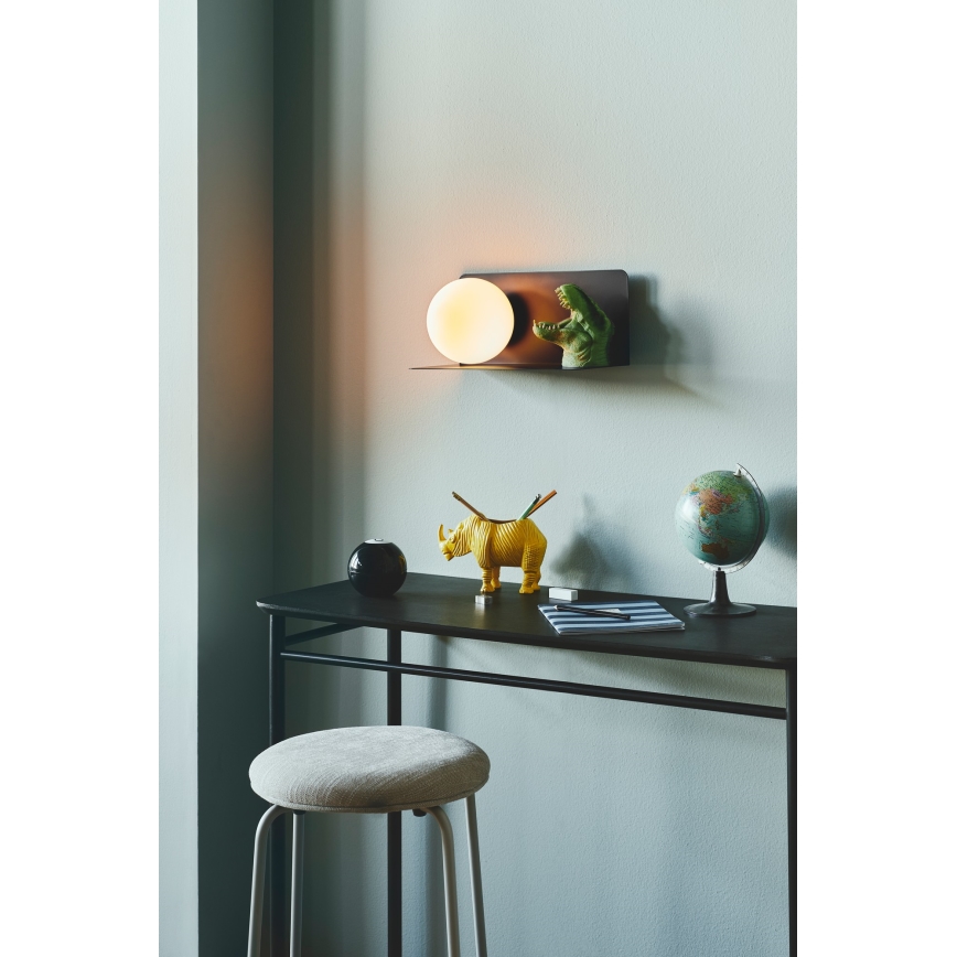 Nordlux - Sieninis šviestuvas su lentyna LILIBETH 1xE14/25W/230V juoda