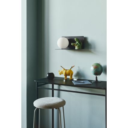 Nordlux - Sieninis šviestuvas su lentyna LILIBETH 1xE14/25W/230V juoda