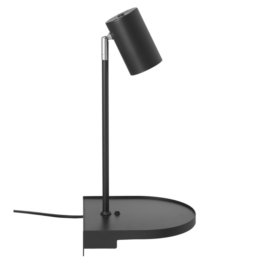 Nordlux - Sieninis šviestuvas su lentynėle CODY 1xGU10/15W/230V juodas