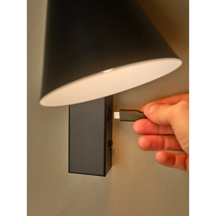 Nordlux - Sieninis šviestuvas su USB WILMER 1xE14/40W/230V juodas