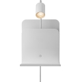 Nordlux - Sieninis taškinis šviestuvas su lentynėle ir USB ROOMI 1xGU10/8W/230V baltas