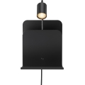 Nordlux - Sieninis taškinis šviestuvas su lentynėle ir USB ROOMI 1xGU10/8W/230V juodas