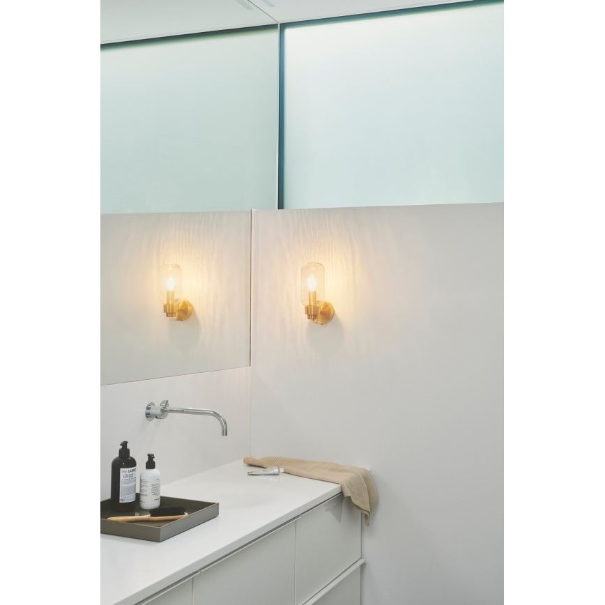 Nordlux - Sieninis vonios šviestuvas TUTAN 1xE14/25W/230V IP44 žalvaris