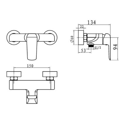 Novaservis - dušo maišytuvas NOBLESS TINA, blizgus chromas