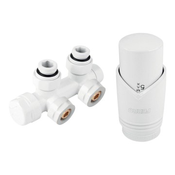 Novaservis - kampinis baltas komplektas radiatoriams su centriniu prijungimu