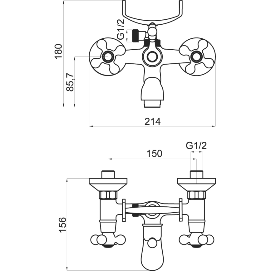 Novaservis - Vonios komplektas su maišytuvu TITANIA RETRO, blizgus chromas