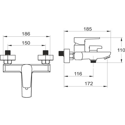Novaservis - Vonios komplektas su METALIA maišytuvu, juodas