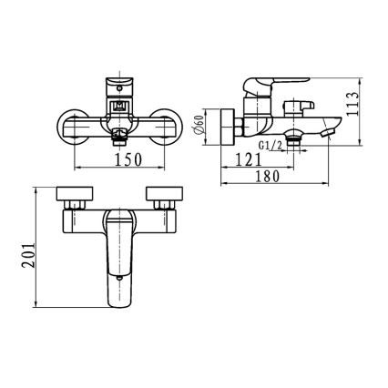 Novaservis - vonios maišytuvas NOBLESS TINA baltas
