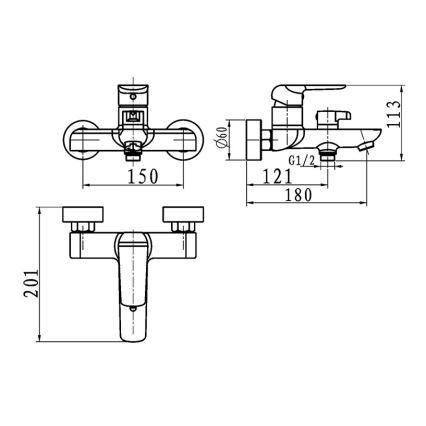 Novaservis - Vonios maišytuvas NOBLESS TINA juodas