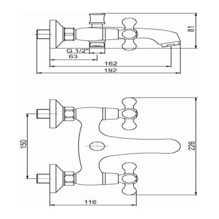 Novaservis - Vonios maišytuvas TITANIA RETRO, blizgus chromas