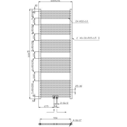 Novaservis - Vonios kambario kopėčių tipo radiatorius 544W/230V 160x60 cm blizgus chromas tiesus