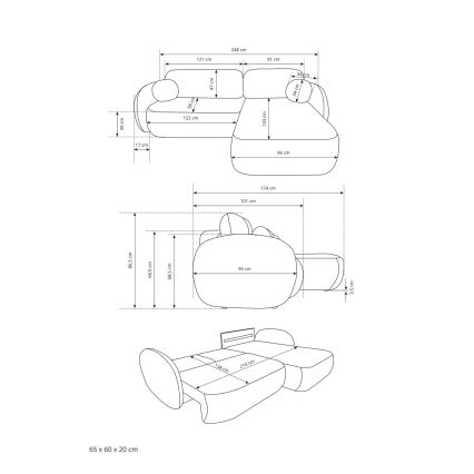 OLBIA L formos kampinė išskleidžiama sofa-lova su talpia daiktadėže, kairinė, smėlio spalvos