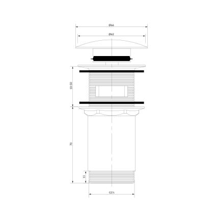 OMNIRES A706BM - Kriauklės atliekų surinkėjas CLICK-CLACK diametras 6,6 cm matinė balta