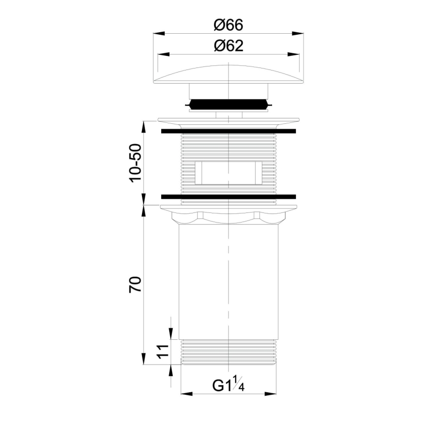 OMNIRES A706BP - Kriauklės atliekų surinkėjas CLICK-CLACK diametras 6,6 cm blizgūs balti