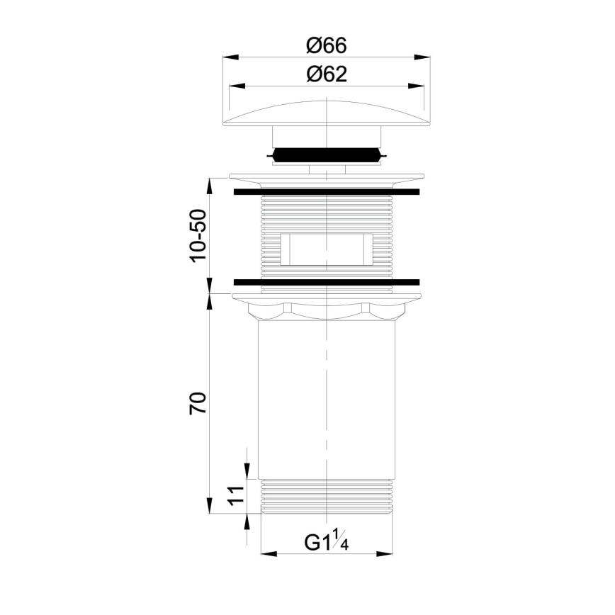 OMNIRES A706CR - Kriauklės atliekų surinkėjas CLICK-CLACK diametras 6,6 cm blizgus chromas