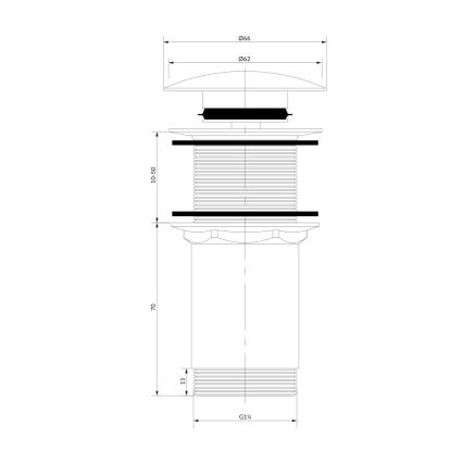 OMNIRES A716CP - Kriauklės atliekų surinkėjas CLICK-CLACK diametras 6,6 cm blizgus varis