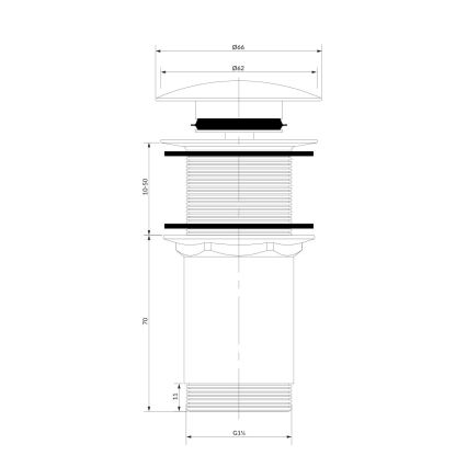 OMNIRES A716GR - Kriauklės atliekų surinkėjas CLICK-CLACK diametras 6,6 cm šukuotas grafitas