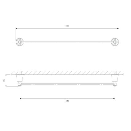 OMNIRES AL53216CR - Sieninė rankšluosčių kabykla ART LINE 65 cm blizgus chromas