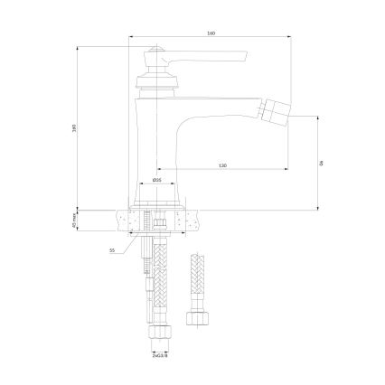 OMNIRES AM5220CR - Bidetų maišytuvas ARMANCE 16 cm blizgus chromas