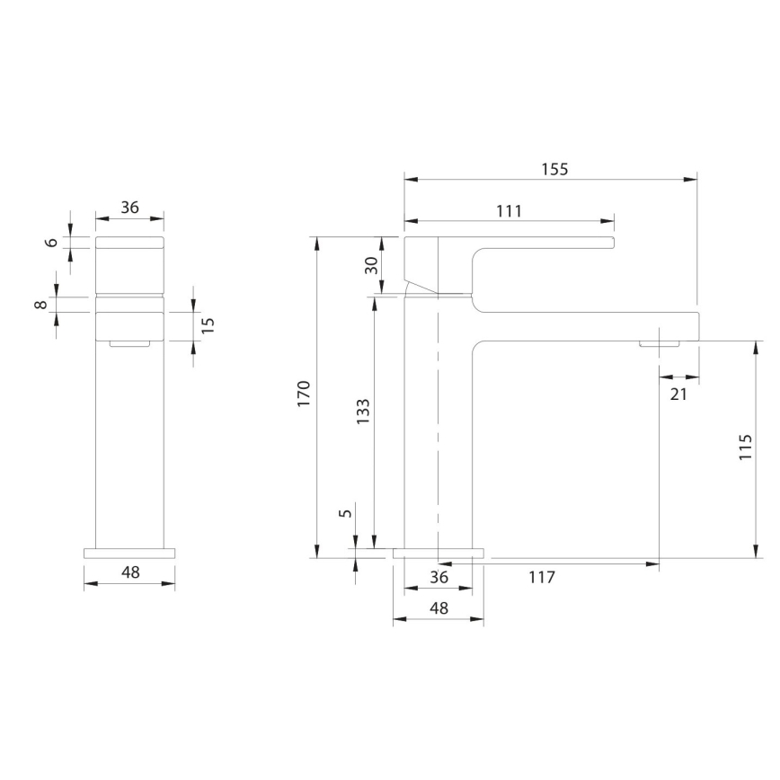 OMNIRES BA7810BL - Praustuvo maišytuvas BARETTI 17 cm matinė juoda