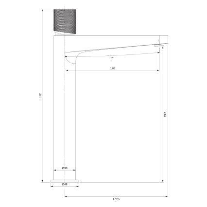 OMNIRES CT8012CPB - praustuvo maišytuvas CONTOUR 31,2 cm šlifuotas varis
